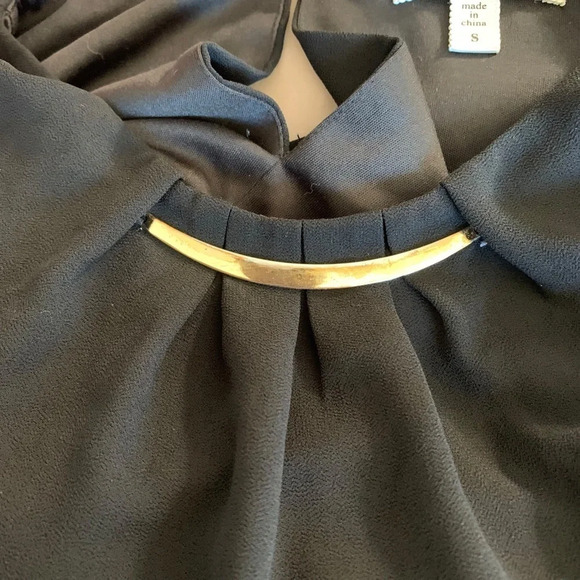 MERAKI women's small black blouse with sheer long sleeves - Picture 6 of 8